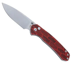 WMK Exclusive CJRB Pyrite Folding Knife Black & Red Gmascus G10 Handle AR-RPM9 Drop Point Plain Edge Stonewash Finish J1925-MFS