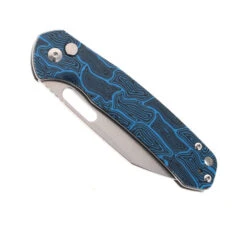 WMK Exclusive CJRB Pyrite Wharncliffe Folding Knife Black & Blue Gmascus G10 Handle AR-RPM9 Wharncliffe Plain Edge Stonewash Finish J1925A-DBU -Pocket Knife Shop CJRB J1925A DBU 01 07603.1685545339