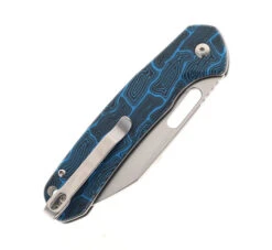 WMK Exclusive CJRB Pyrite Wharncliffe Folding Knife Black & Blue Gmascus G10 Handle AR-RPM9 Wharncliffe Plain Edge Stonewash Finish J1925A-DBU -Pocket Knife Shop CJRB J1925A DBU 03 63588.1685545339