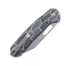 WMK Exclusive CJRB Pyrite Wharncliffe Folding Knife Black & White Gmascus G10 Handle AR-RPM9 Wharncliffe Plain Edge Stonewash Finish J1925A-DBW -Pocket Knife Shop CJRB J1925A DBW 04 35590.1685545299