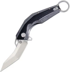Artisan Cutlery Cobra Folding Knife Black/White G10 Handle D2 Plain Edge Satin Finish ATZ-1811P-BGC
