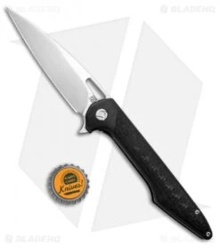 Artisan Cutlery Archaeo Frame Lock Flipper Knife Black Ti/CF (3.75" Damascus) -Pocket Knife Shop artisan culery archaeo FL Black Ti Damascus ATZ1821GDBK BHQ 93332 NS.Bottlecap