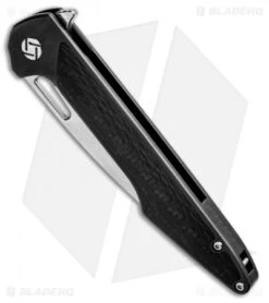 Artisan Cutlery Archaeo Frame Lock Flipper Knife Black Ti/CF (3.75" Damascus) -Pocket Knife Shop artisan culery archaeo FL Black Ti Damascus ATZ1821GDBK BHQ 93332 NS.Spine