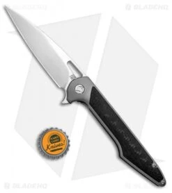 Artisan Cutlery Archaeo Frame Lock Flipper Knife Gray Ti/CF (3.75" Damascus) -Pocket Knife Shop artisan culery archaeo FL Gray Ti Damascus ATZ1821GDGY BHQ 93335 NS.Bottlecap