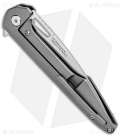 Artisan Cutlery Archaeo Frame Lock Flipper Knife Gray Ti/CF (3.75" Damascus) -Pocket Knife Shop artisan culery archaeo FL Gray Ti Damascus ATZ1821GDGY BHQ 93335 NS.Side