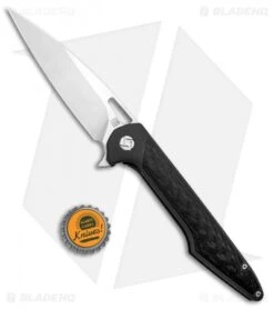 Artisan Cutlery Archaeo Frame Lock Flipper Knife Black Ti/CF (3.75" Satin) -Pocket Knife Shop artisan culery archaeo FL black Ti satin ATZ1821GBKM BHQ 93330 NS.bottlecap