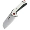 CJRB Tigris Folding Knife White/Black G10 Handle AR-RPM9 Cleaver Plain Edge Stonewash Finish J1919-WH