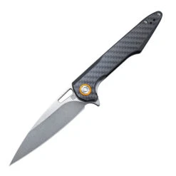 Artisan Archaeo Liner Lock Knife Black Carbon Fiber Handle Plain D2 Edge Flat 1821P-CF