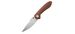CJRB Small Feldspar Liner Lock Knife Brown G10 Handle Plain SW Blade J1912S-BNC