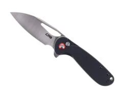 CJRB Lago Folding Knife Black G10 Handle AR-RPM9 Drop Point Plain Edge Sand Polish Finish J1926-BK